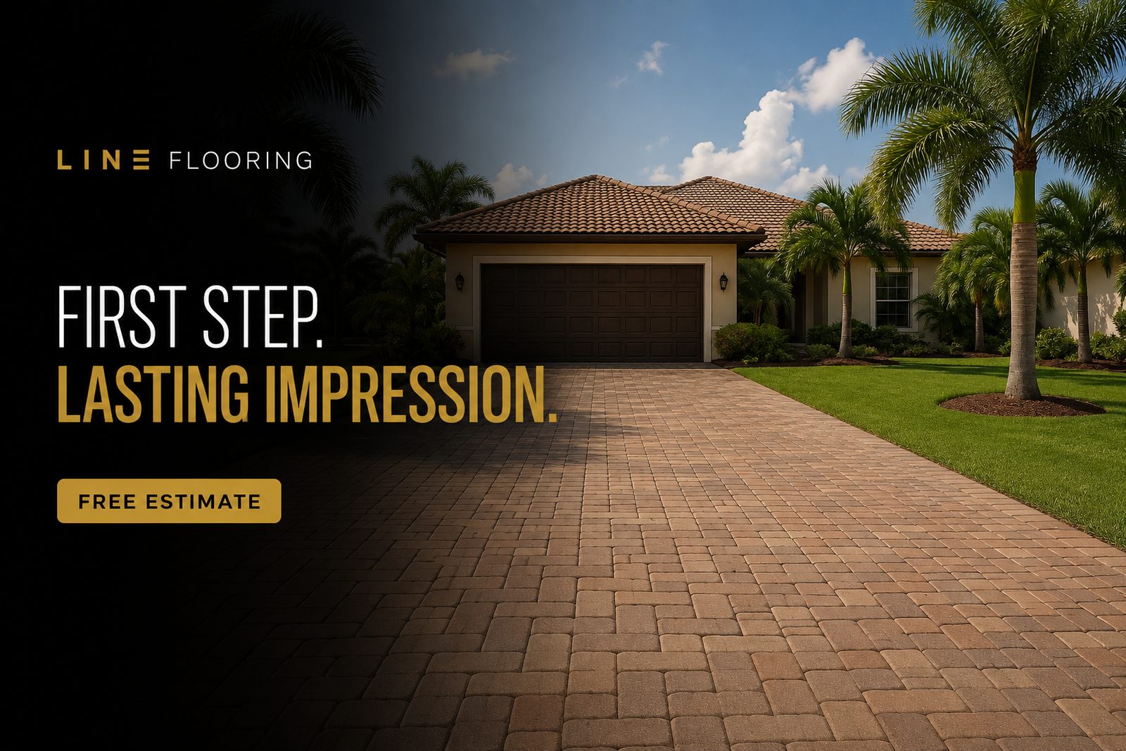 Paver driveway installation, Line Flooring project