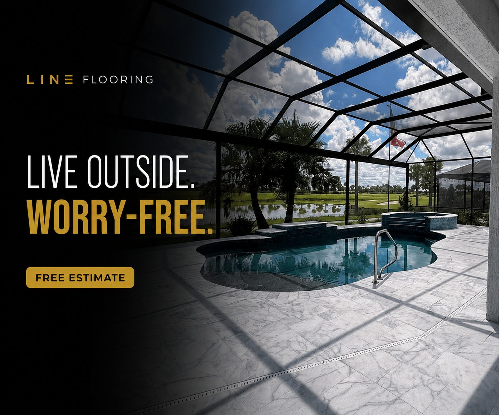 Screened pool enclosure, Line Flooring project
