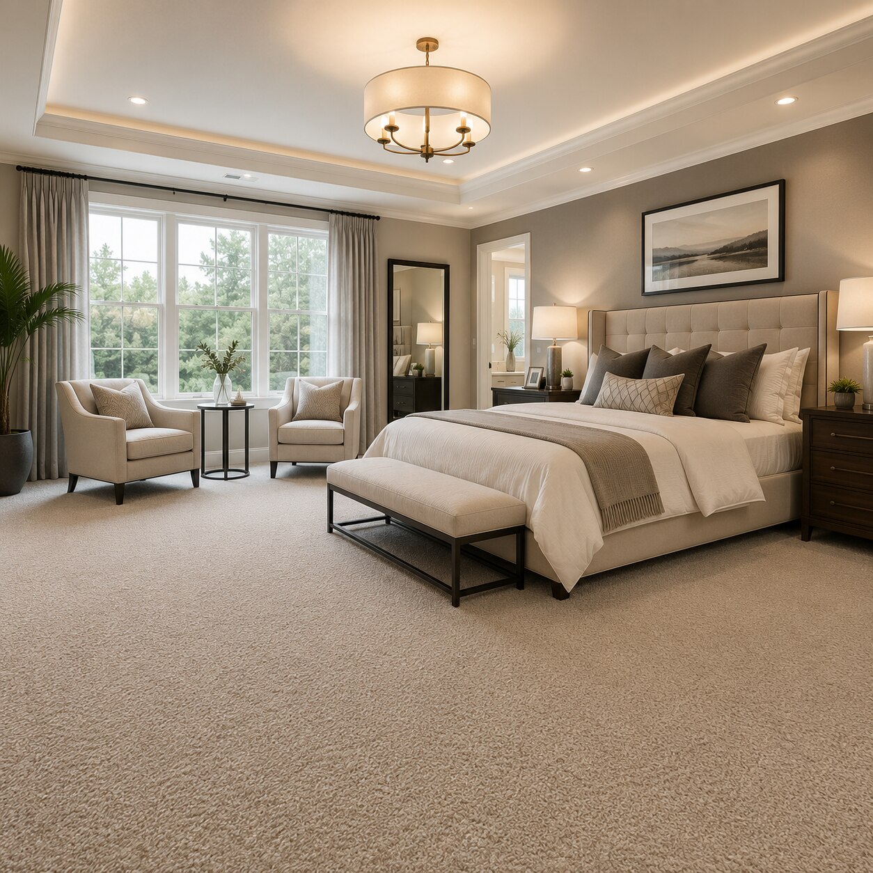 Bedroom carpet installation, alternate angle